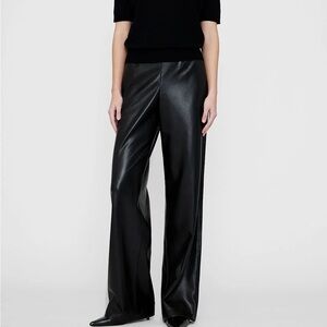 Anine Bing Black Koa Faux-Leather Wide-Leg Pants
